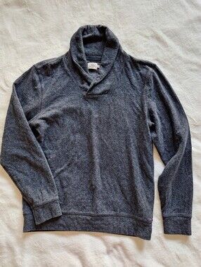 Faherty Men’s Medium Shawl Collar Pullover Organic Cotton Charcoal Heather